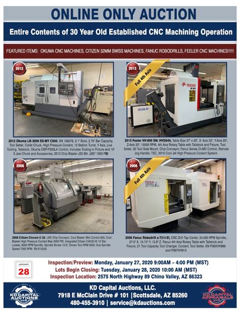 cnc machine shop auction chino valley az|Turn key CNC machine shop for sale .